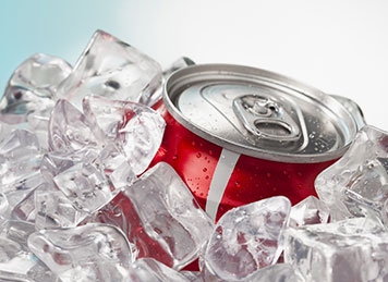 Coca cola in a bucket of ice